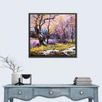 Autumn Lake with Pink Reflection Wall Art