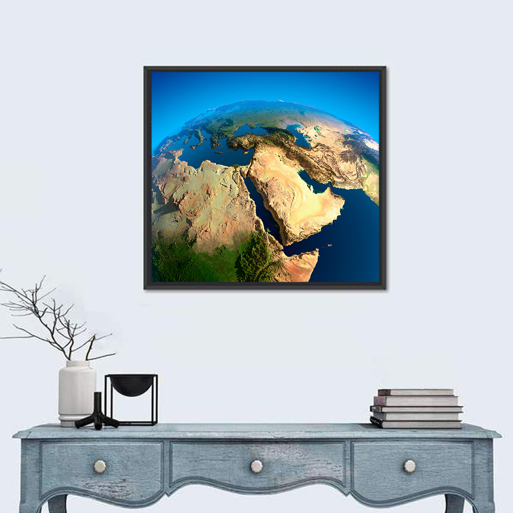 Satellite View of the Middle East Wall Art in a room, square