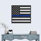 Monochrome American Flag with Blue Stripe Wall Art