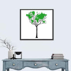 World Map Tree with Green Canopy Wall Art
