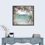 Coastal Floral Watercolor Seascape Wall Art