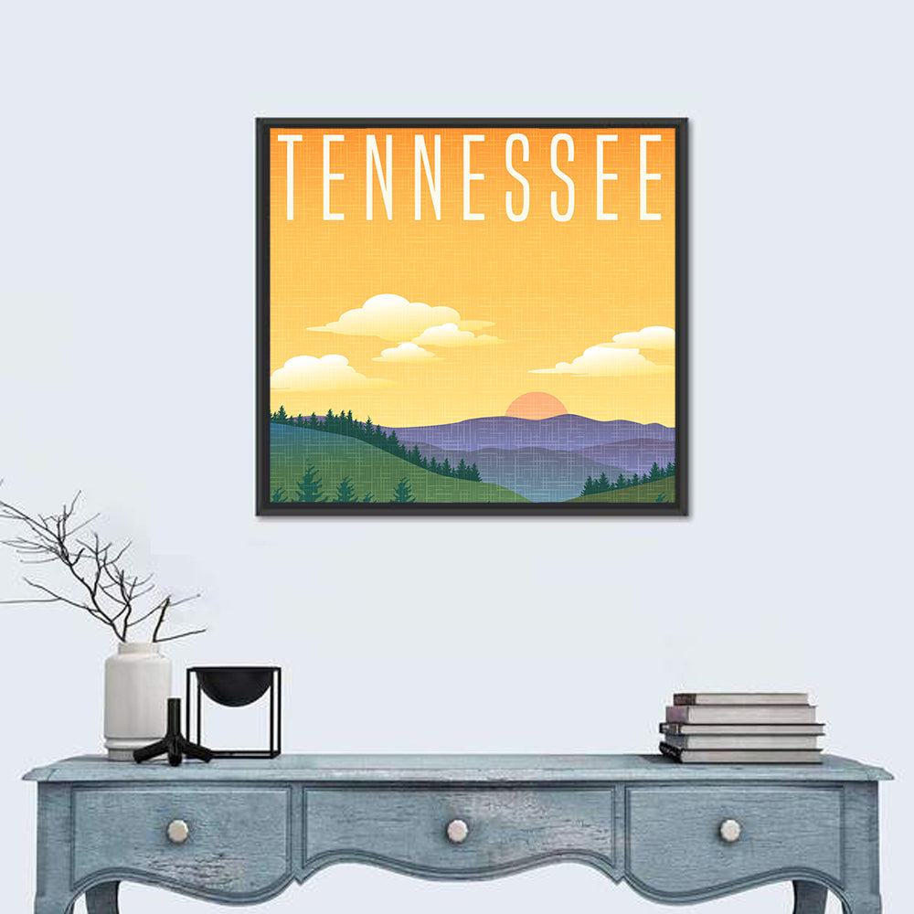 Tennessee Sunset Travel Illustration Wall Art