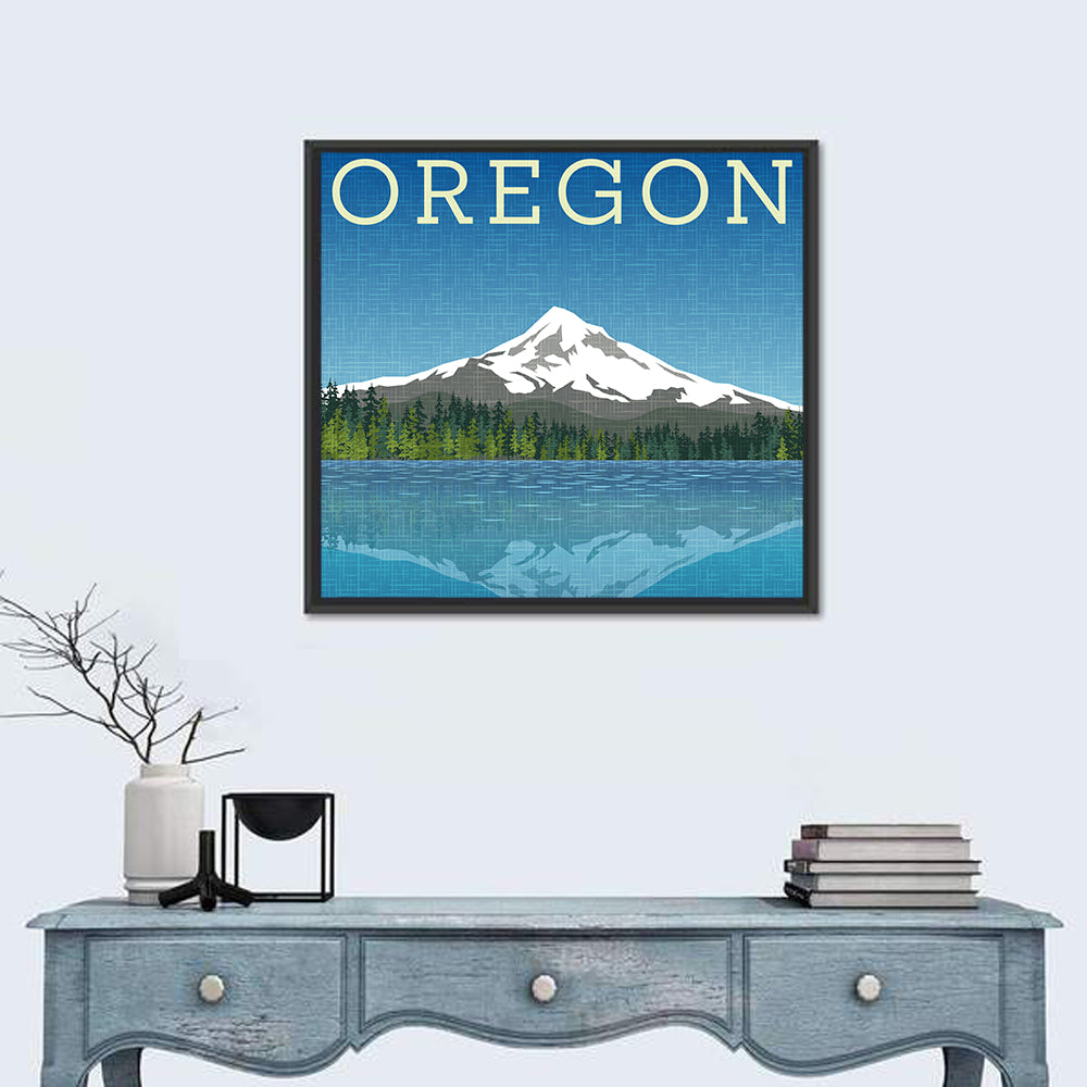 Mount Hood Oregon Travel Wall Art in a room, square