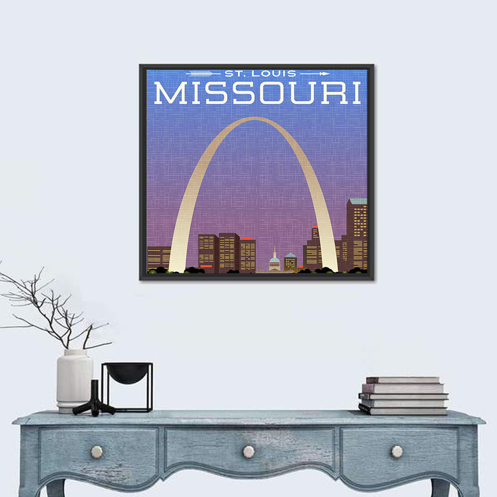 St. Louis Gateway Arch Illustration Wall Art in a room, square