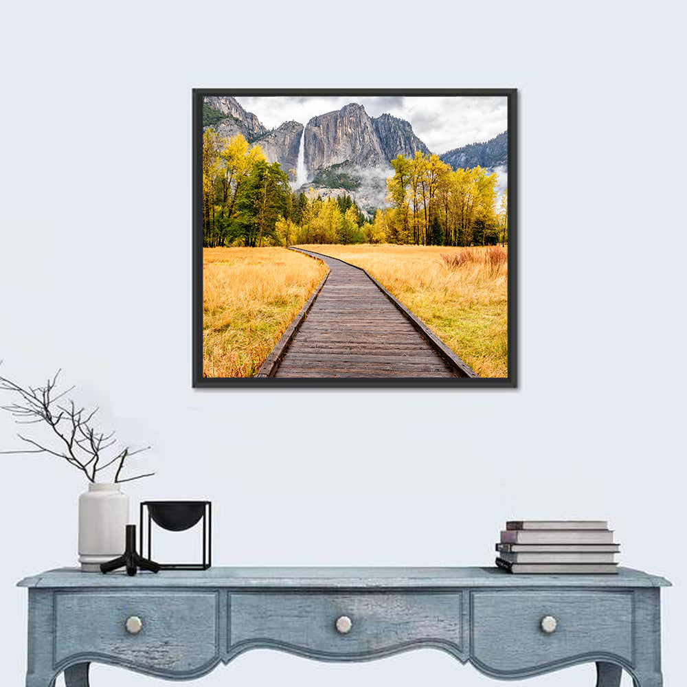 Yosemite Valley Boardwalk Wall Art in a room, square