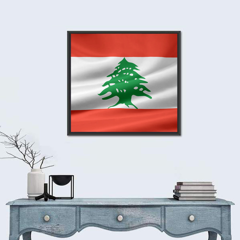 Lebanon Flag with Cedar Emblem Wall Art