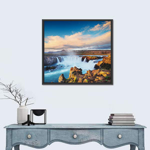 Godafoss Waterfall At Sunset Wall Art