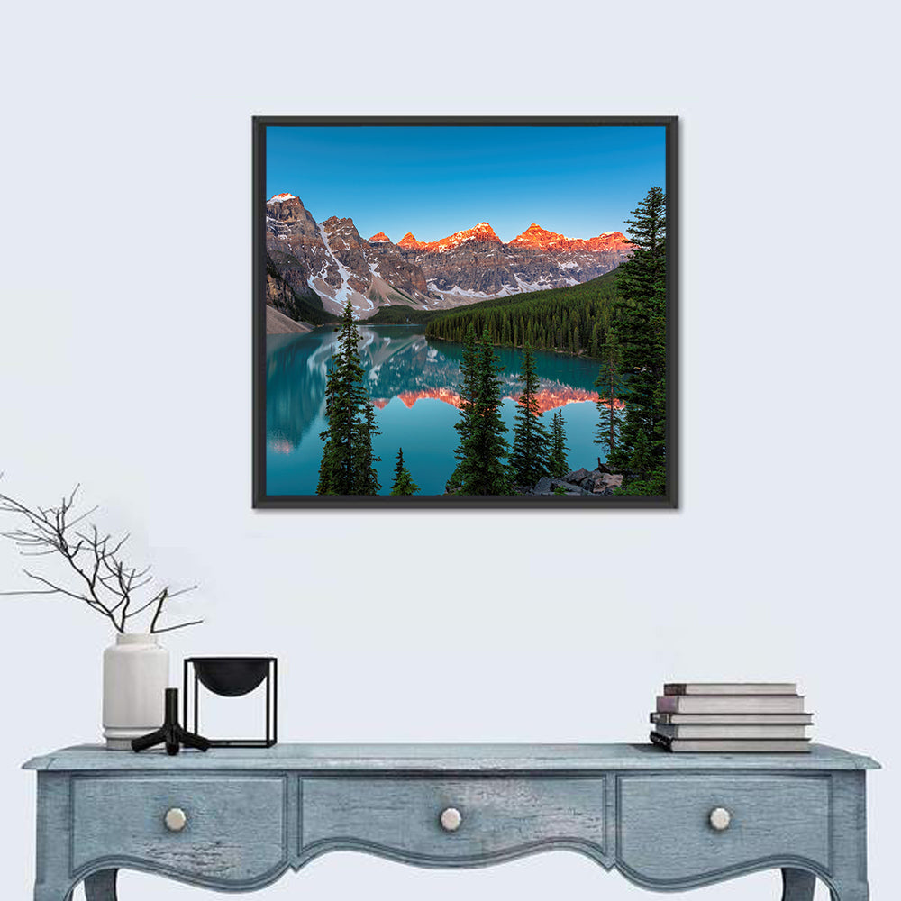 Sunrise at Moraine Lake Wall Art in a room, square