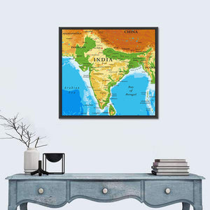 India Relief Map Wall Art