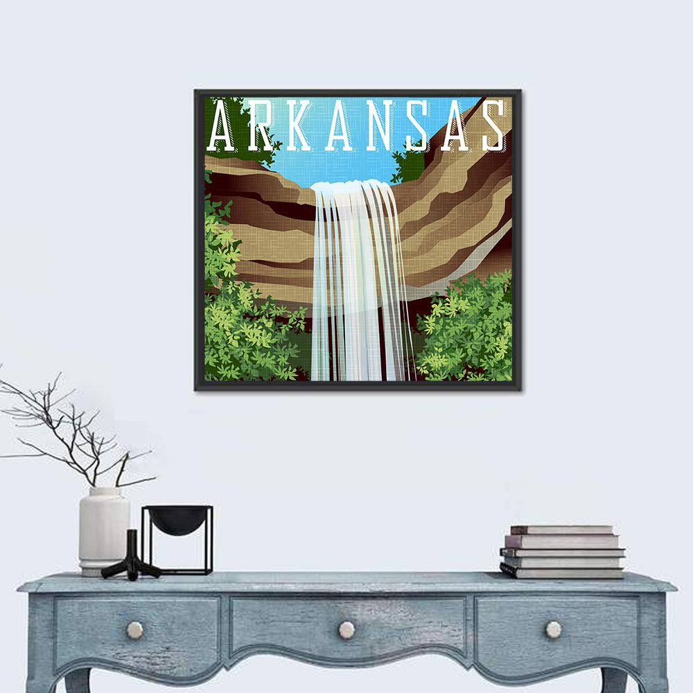 Arkansas Cliff Waterfall Illustration Wall Art