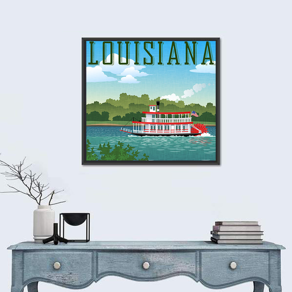 Louisiana Steamboat Wall Art in a room, square