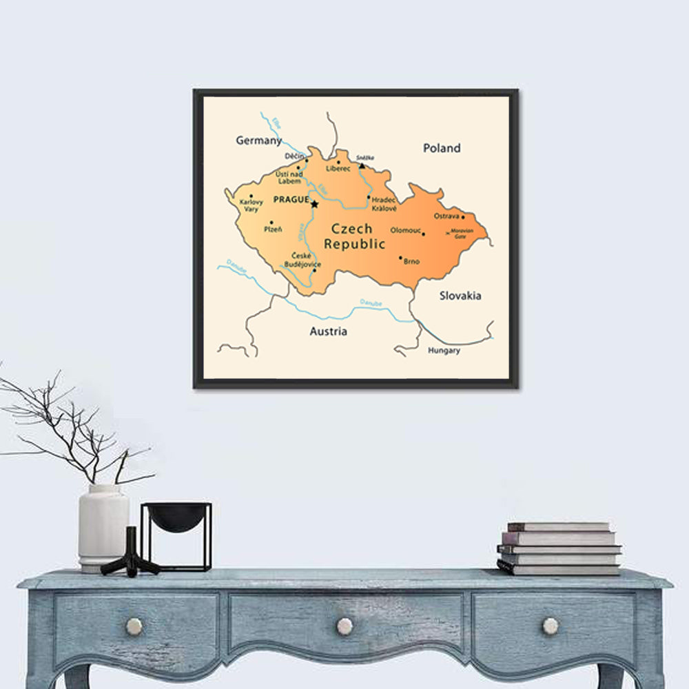 Minimalist Czech Republic Map Wall Art