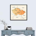 Minimalist Czech Republic Map Wall Art