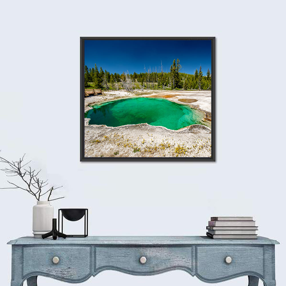 Abyss Pool in Yellowstone Wall Art in a room, square