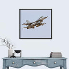 F-16 Fighter Jet Banking Over Sky Wall Art