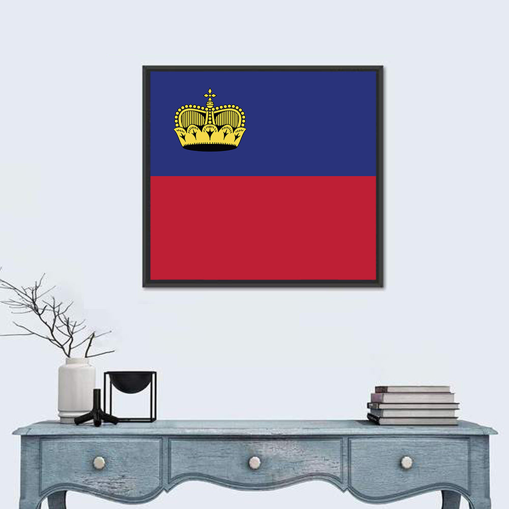 Liechtenstein Flag with Gold Crown Wall Art