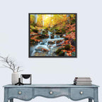 Backlit Autumn Forest Stream Wall Art