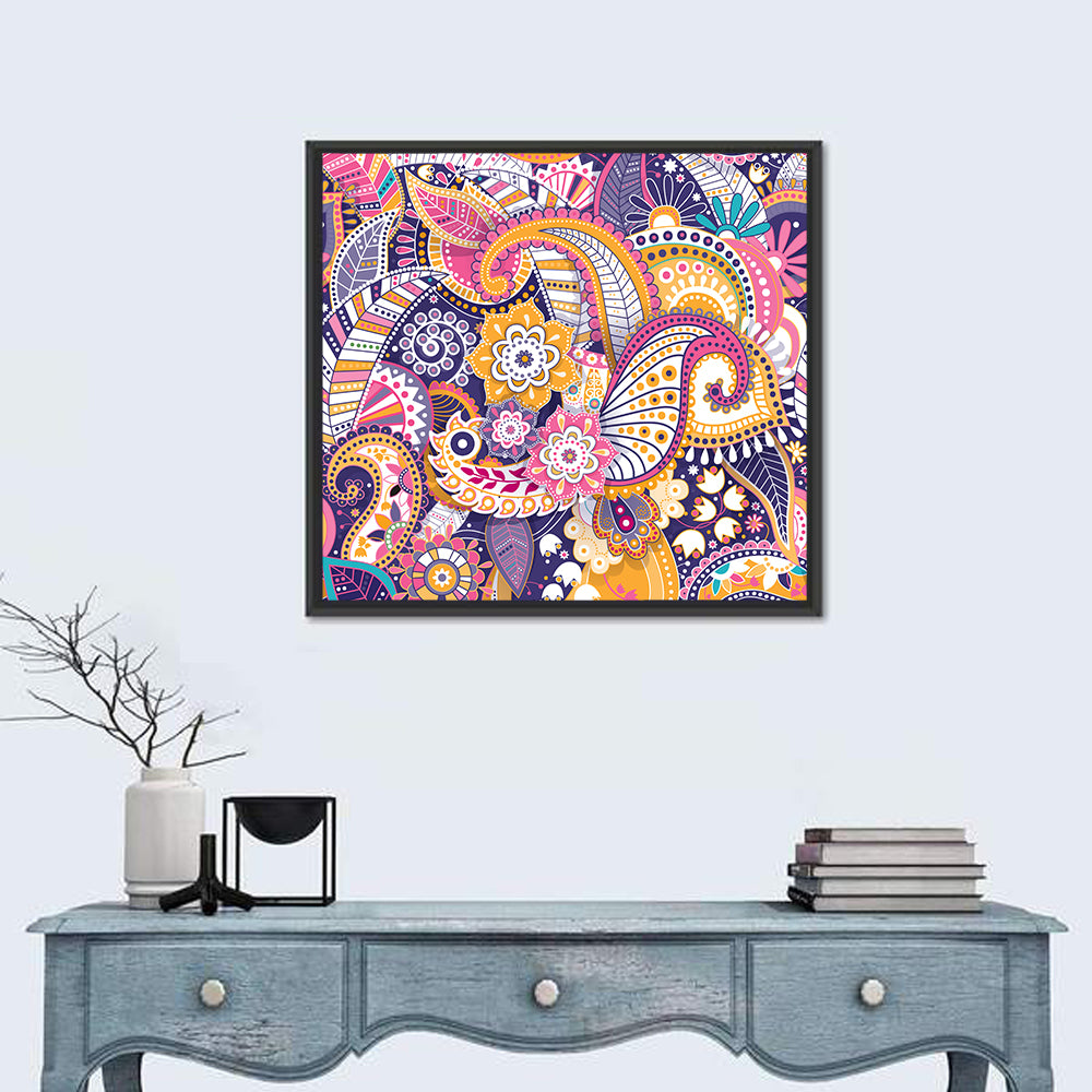 Indian Ornamental Paisley Pattern Wall Art