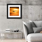 Airplane Silhouette at Golden Sunset Wall Art