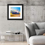 Container Ship at Golden Sunset Wall Art