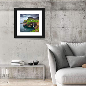 Gasadalur Waterfall In Faroe Island Wall Art