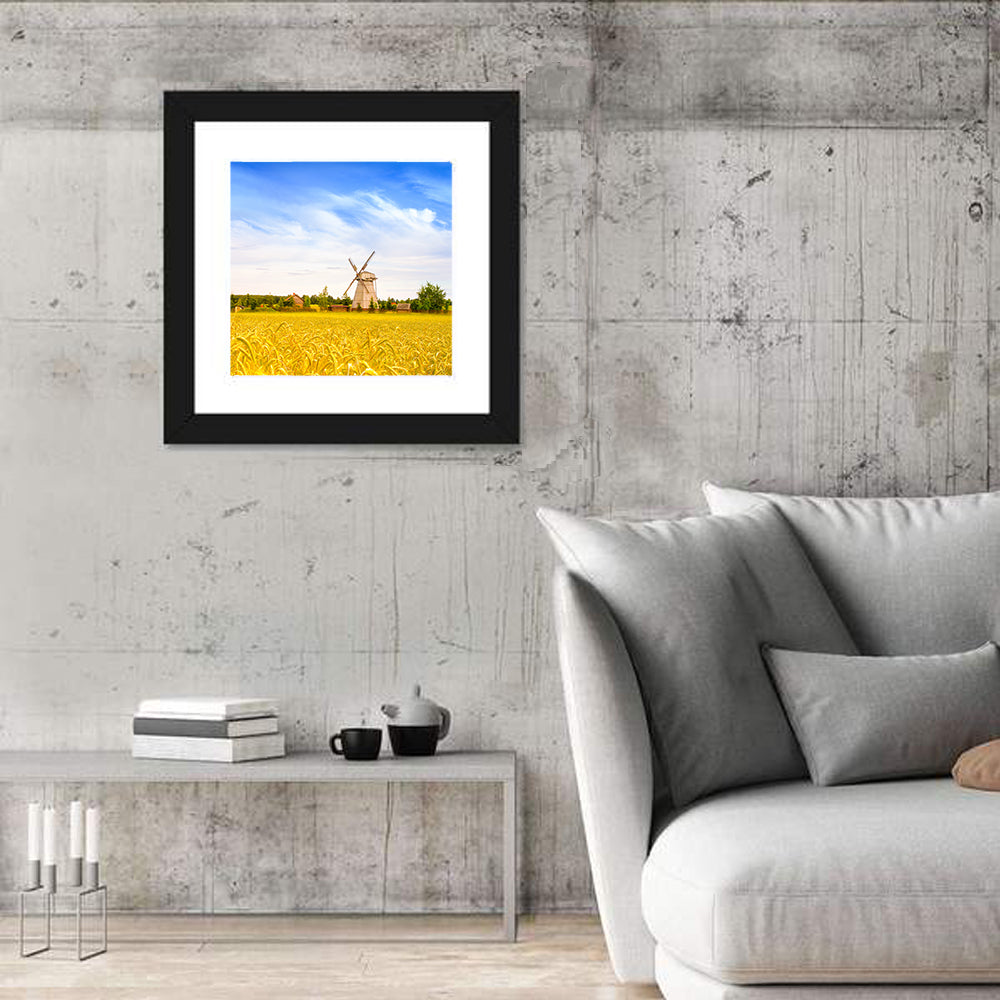 Dudutki Windmill in Golden Fields Wall Art in a room, square