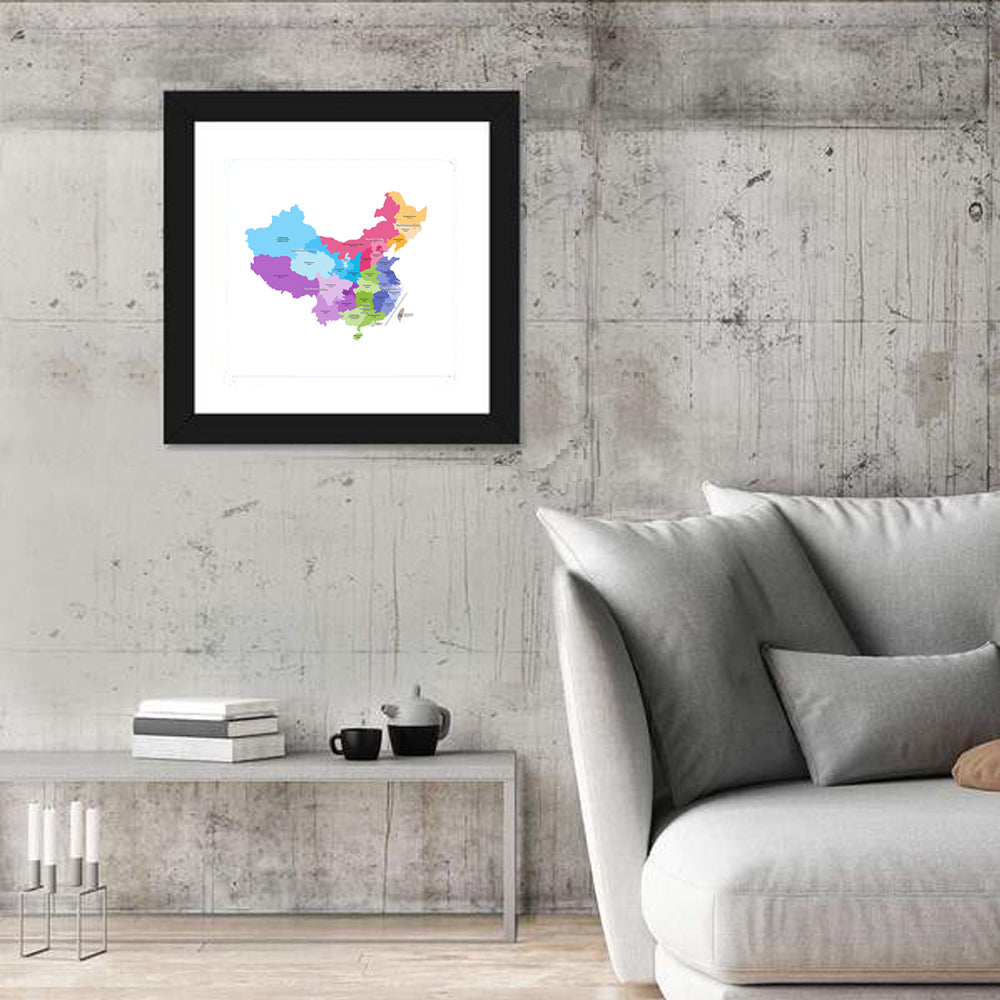 China Provinces Map Wall Art