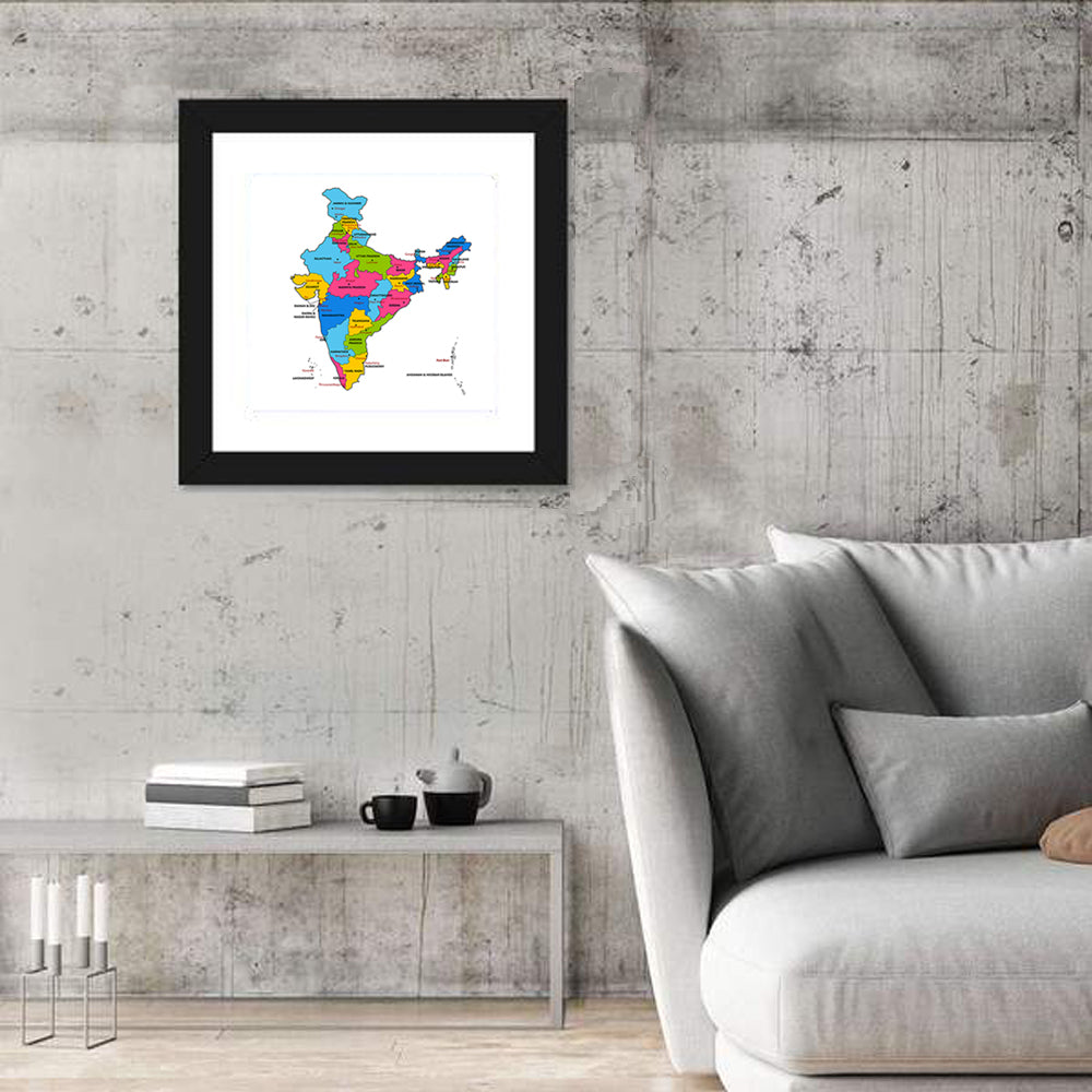 India Political Map Wall Art