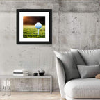 Golf Ball on Tee at Sunset Wall Art