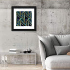 Blue and Gold Geometric Pattern Wall Art