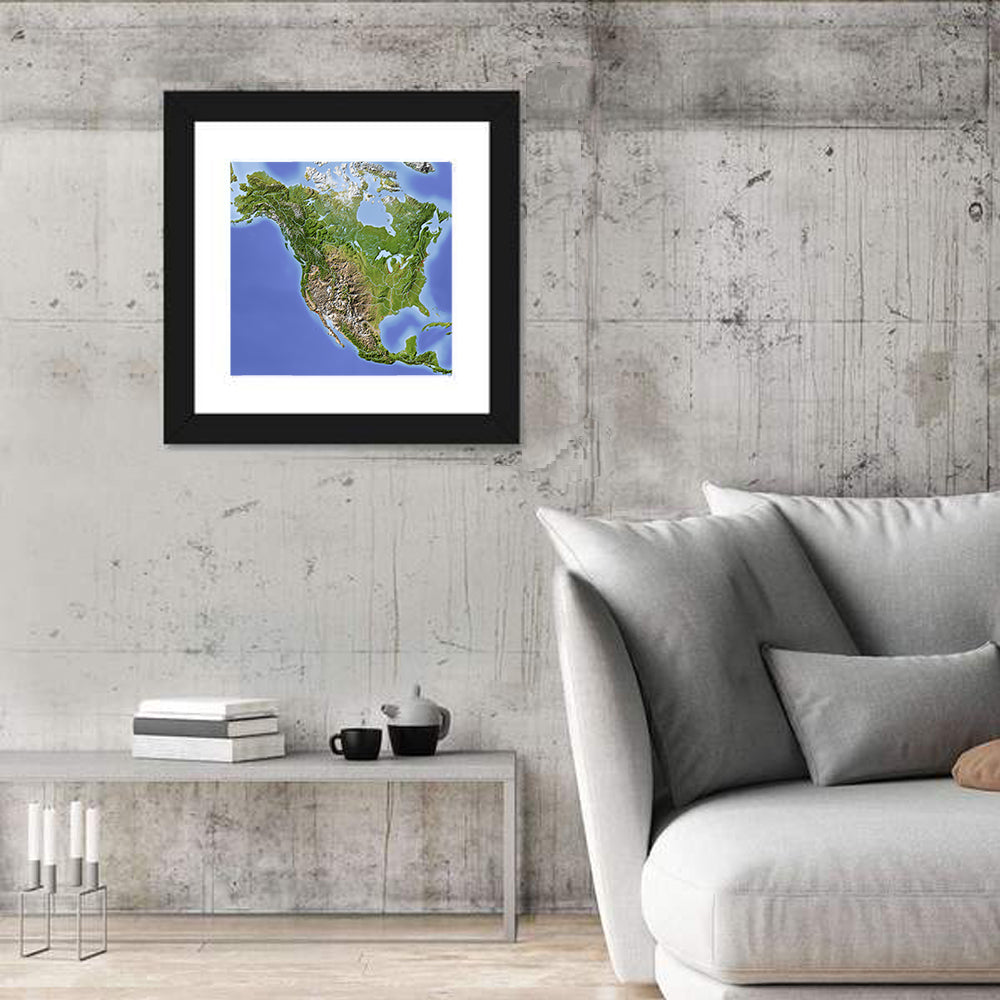 North America Topographic Map Wall Art
