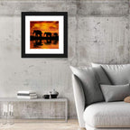 Elephants at Sunset Wall Art