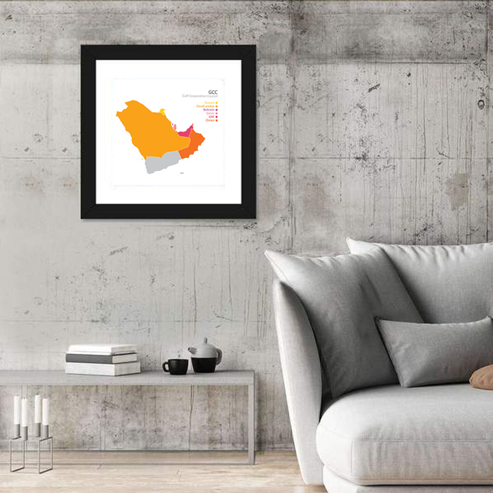 Gcc Countries Map Wall Art