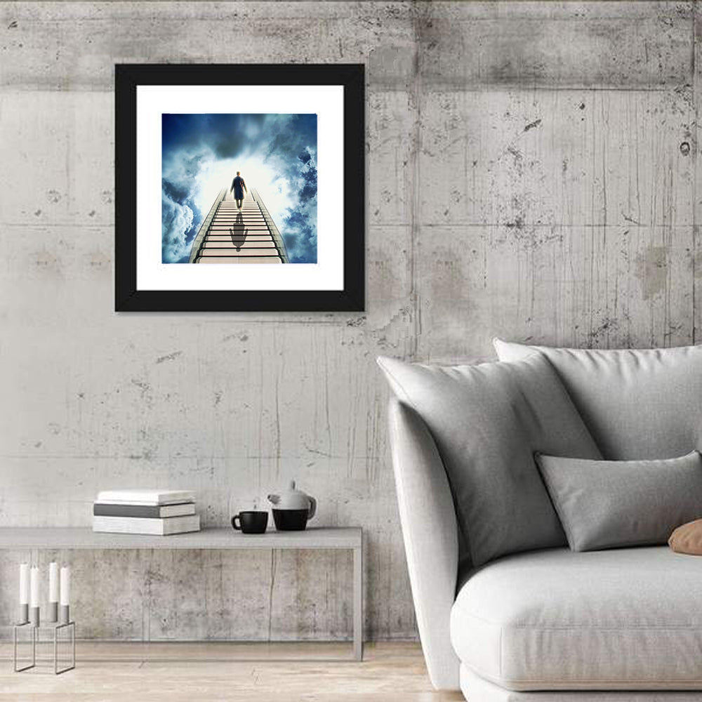 Man Ascending Toward Light Wall Art