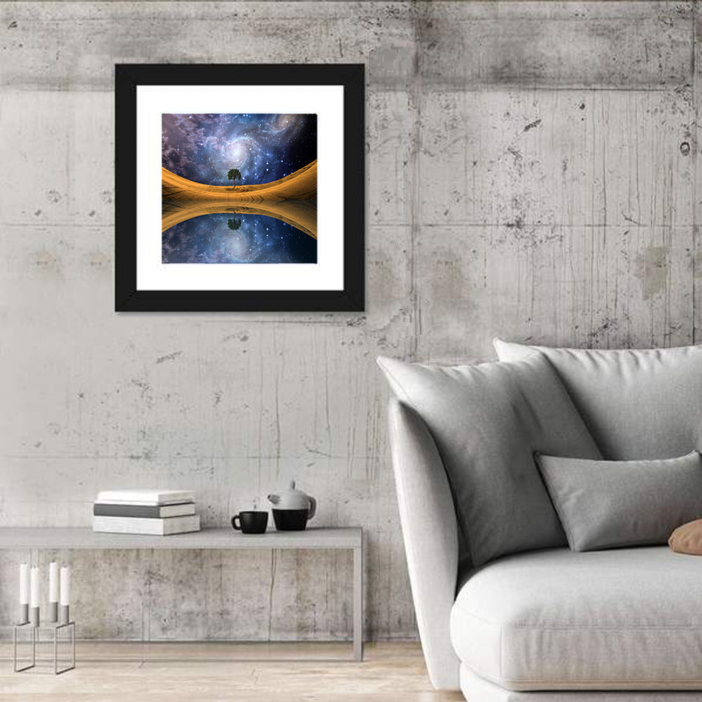 Solitary Tree Beneath Spiral Galaxy Wall Art