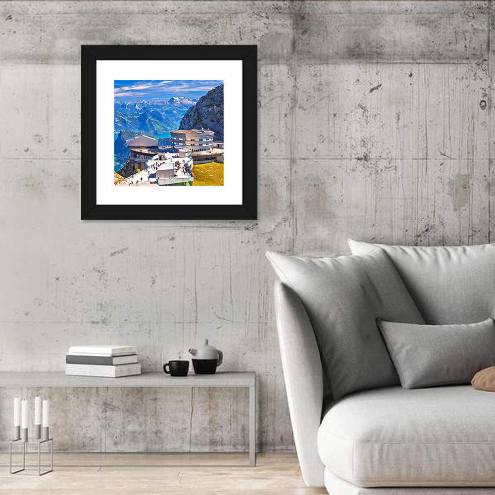 Mount Pilatus Kulm Summit View Wall Art in a room, square
