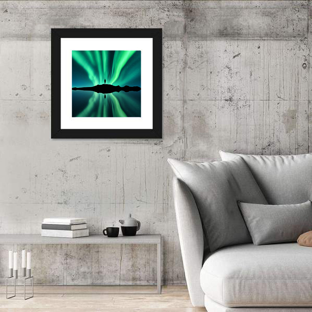Northern Lights Over Mountain Lake, Norway Wall Art