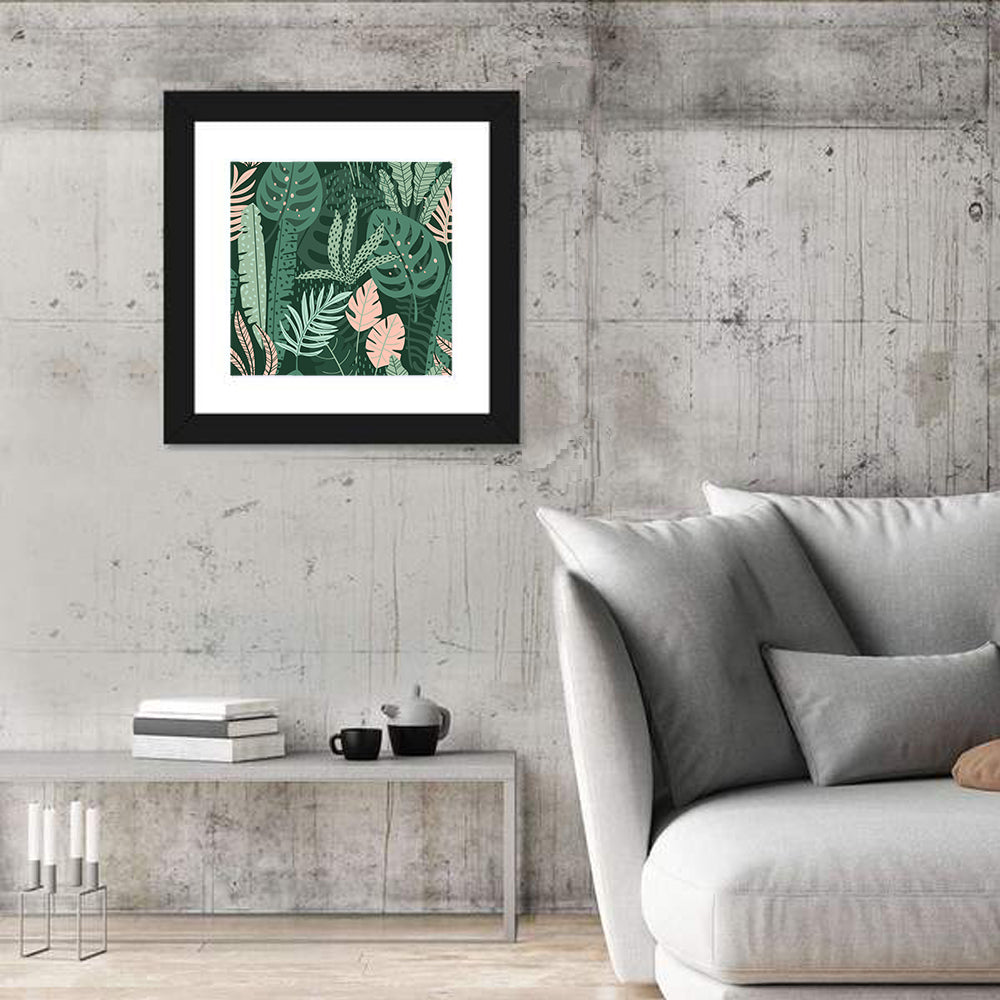 Polka Dot Tropical Leaf Pattern Wall Art