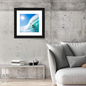 Surfer On Blue Ocean Wave Wall Art