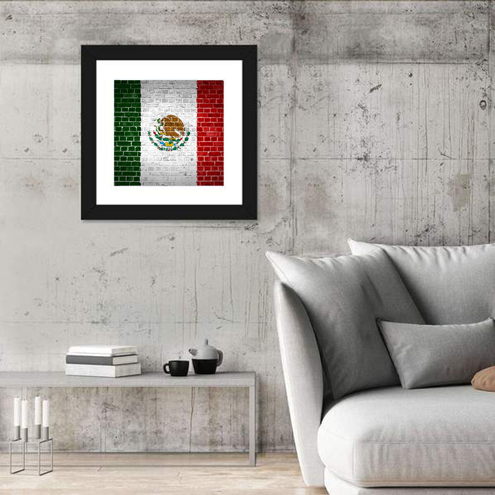 Weathered Mexico Flag with Coat of Arms Wall Art