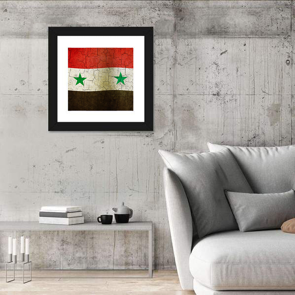 Syrian Flag Weathered Texture Wall Art