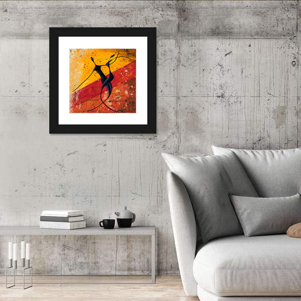 Passionate African Dance Illustration Wall Art in a room, square