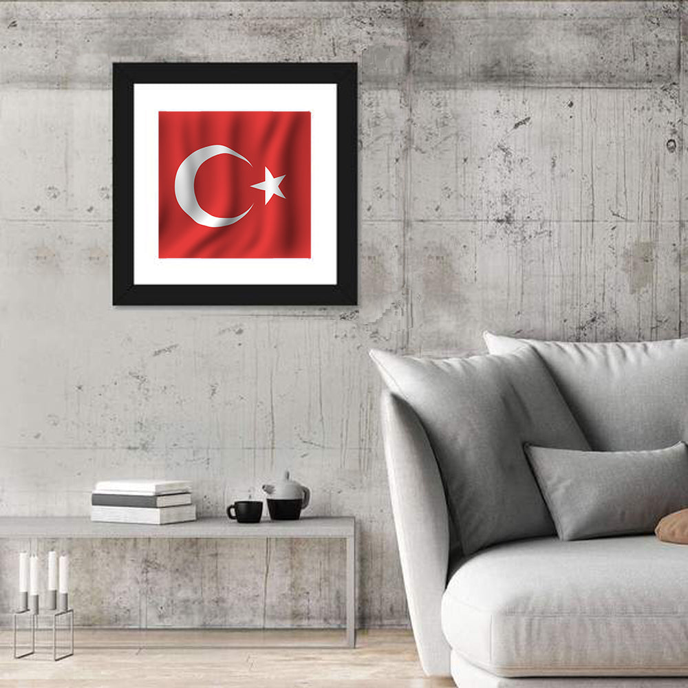 Turkish Flag with Wavy Texture Wall Art