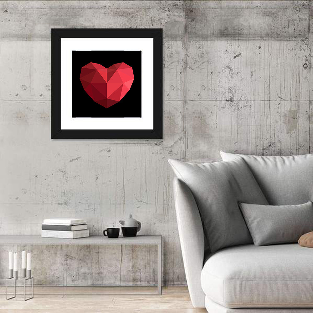 red human heart with geometric mesh pattern Art Print for Sale by