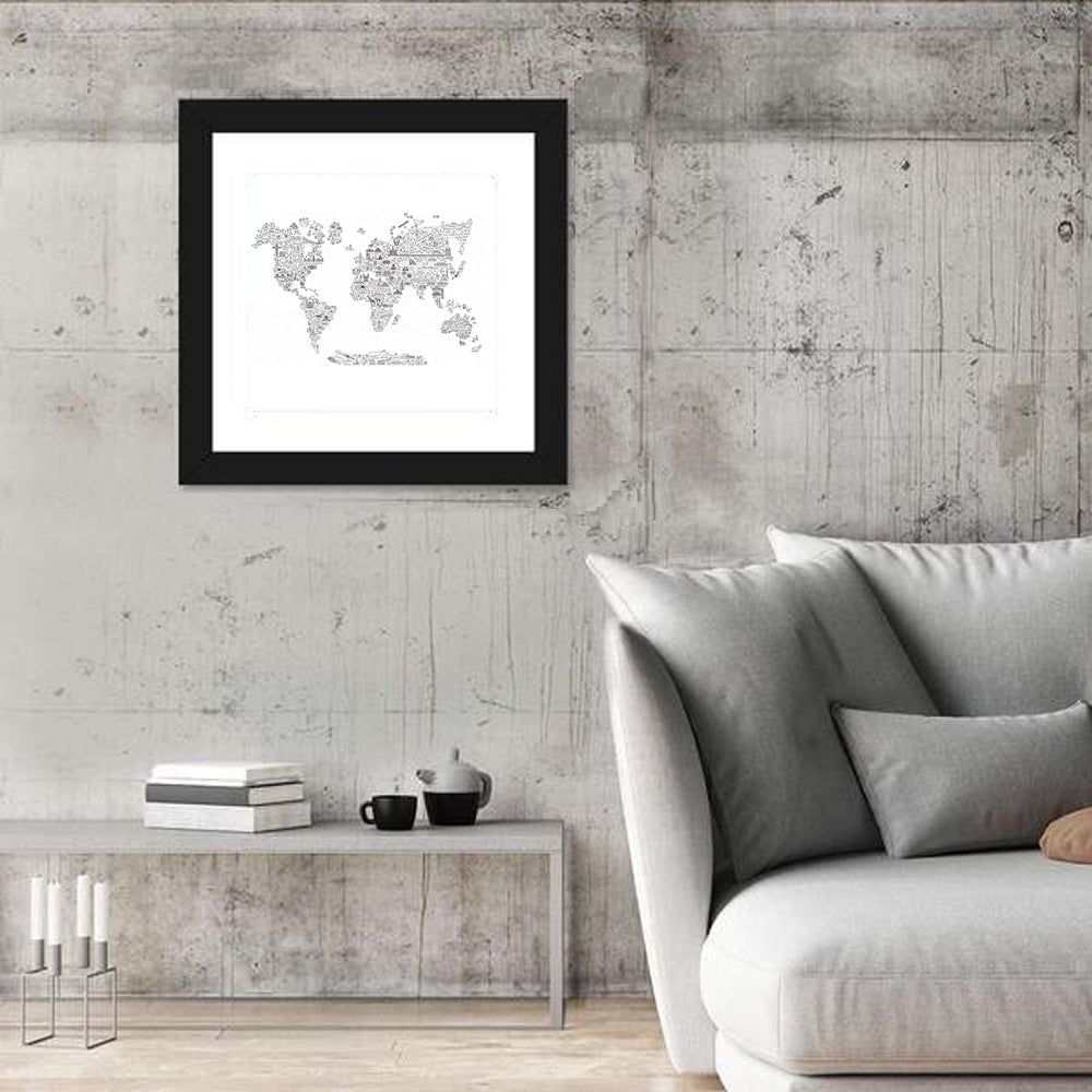 World Map of Travel Icons Wall Art
