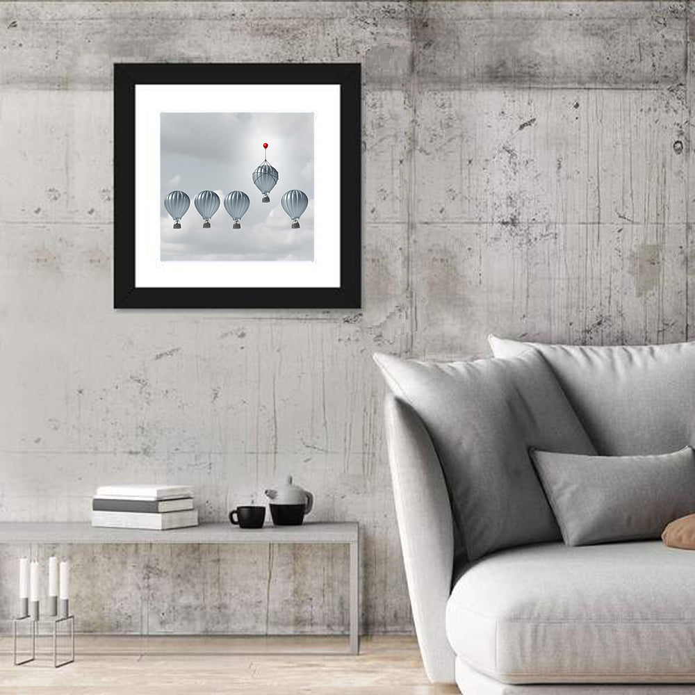 Hot Air Balloon Race with Red Accent Wall Art