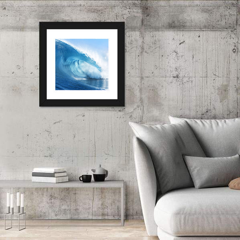 Blue Surf Barrel Wall Art in a room, square