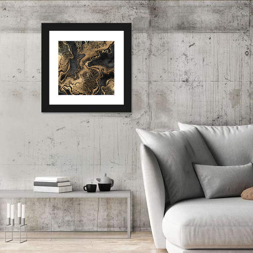Black Marble with Gold Veins Wall Art