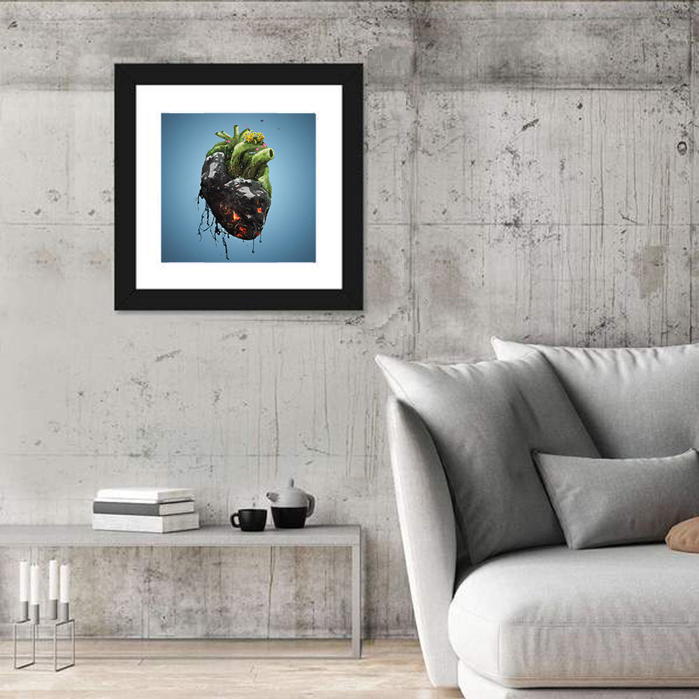 Anatomical Heart with Moss and Lava Wall Art in a room, square