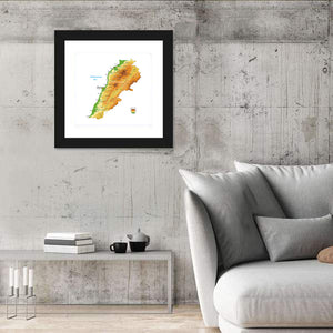 Lebanon Physical Map Wall Art